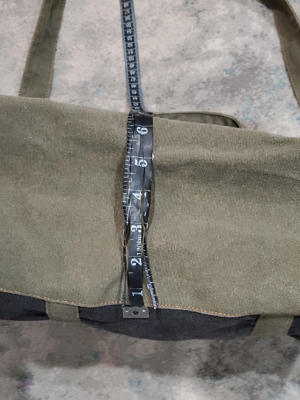 True Religion Canvas Duffel Bag in Black and Olive Trim